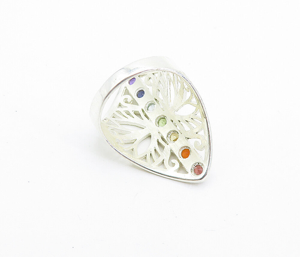 925 Silver  Amethyst Tanzanite Topaz Peridot & Citrine Ring Sz 6.5  RG8070