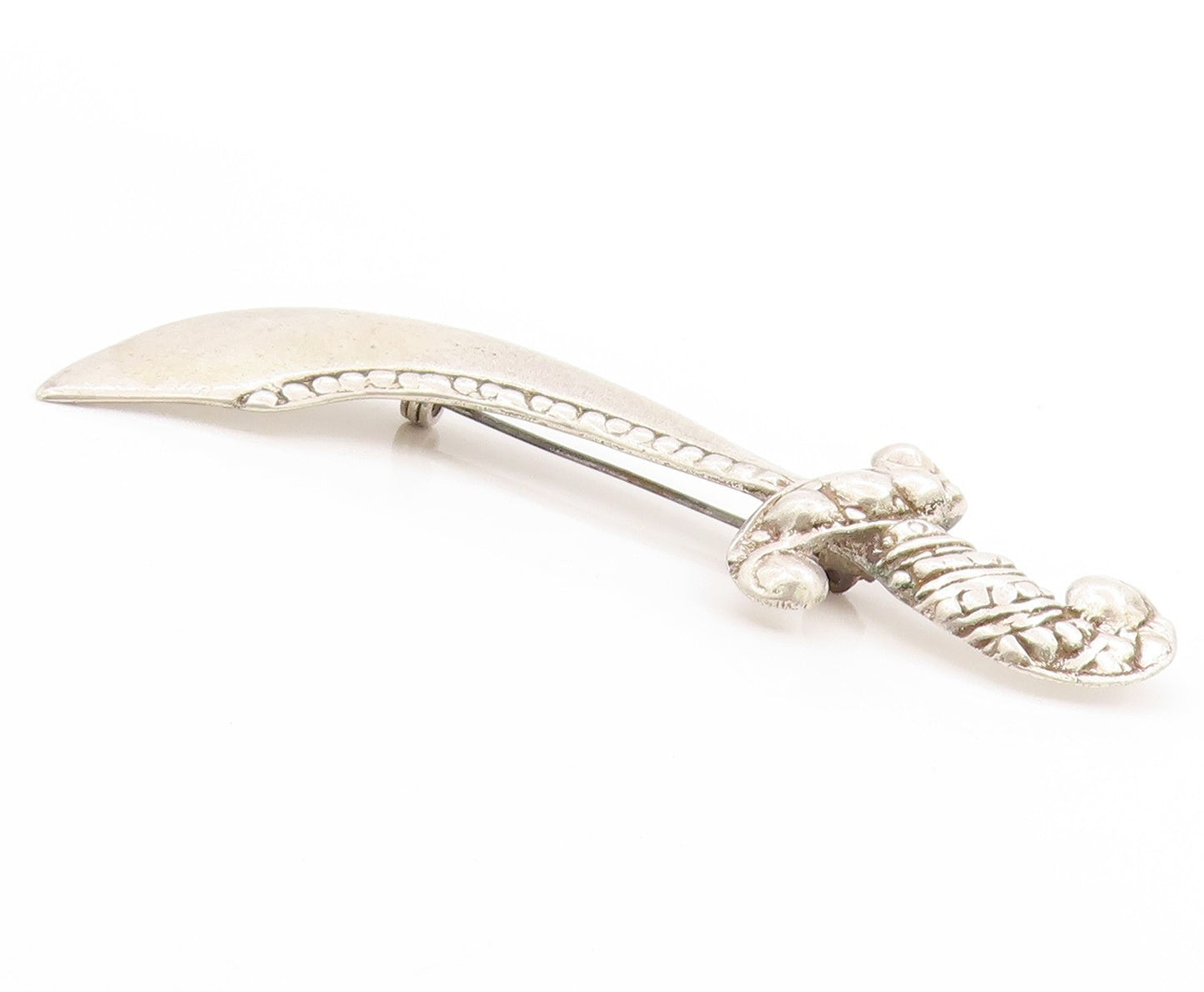 925 Sterling Silver Vintage Brooch Antique Scimitar Sword Warrior Pin   BP11884