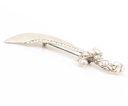 925 Sterling Silver Vintage Brooch Antique Scimitar Sword Warrior Pin   BP11884