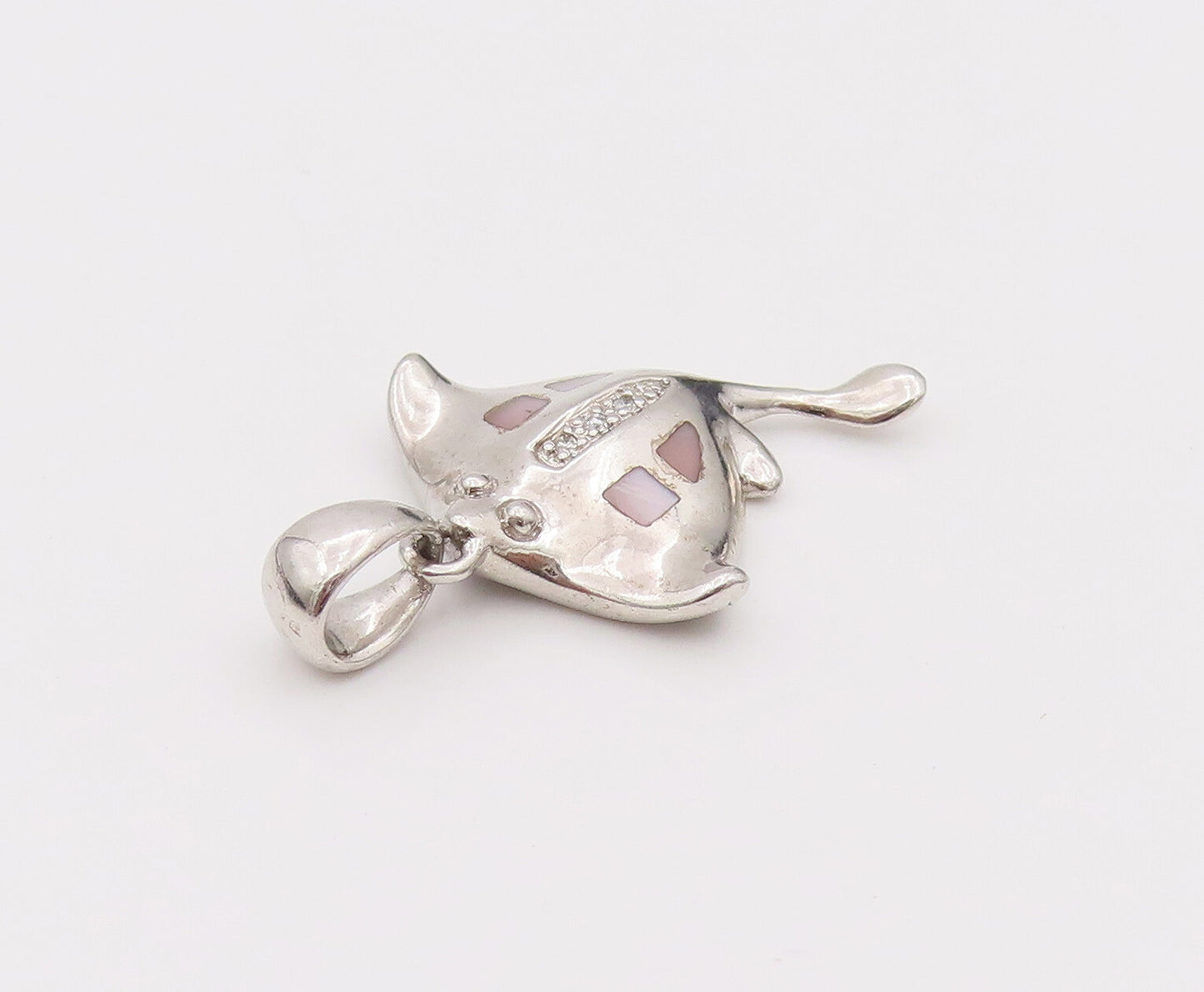 925 Sterling Silver  Vintage Mini Stingray Diamond Spine Pendant PT22040