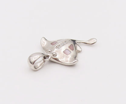 925 Sterling Silver  Vintage Mini Stingray Diamond Spine Pendant PT22040