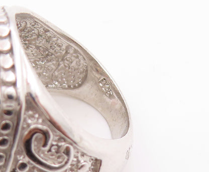 925 Sterling Silver Vintage Ring Amethyst & Citrine Floral Band  Sz 6  RG36157