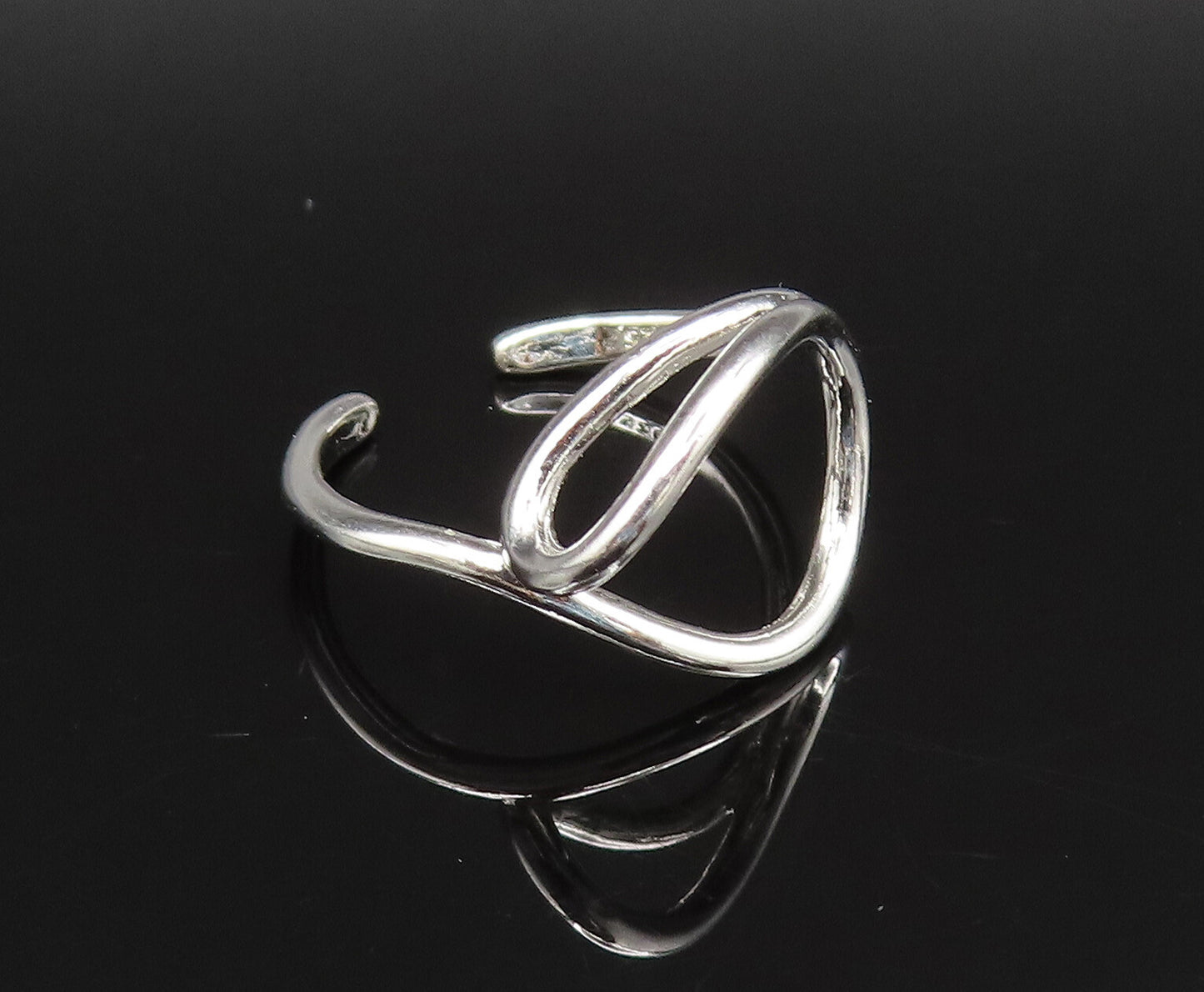 925 Silver  Vintage Minimalist Dainty Open Swirl Adjustable Ring Sz 7  RG25679