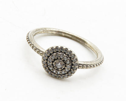 PANDORA 925 Sterling Silver Vintage Topaz Petite Circle Band Ring Sz 6 RG13701