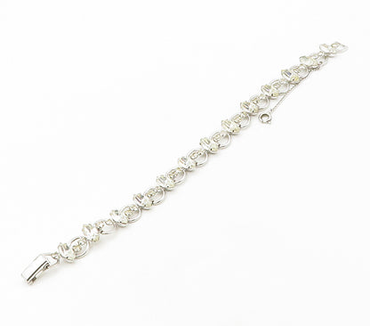 VAN DELL 925 Sterling Silver  Vintage Marquise Topaz Chain Bracelet  BT6595