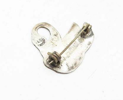 MEXICO 925 Sterling Silver  Vintage Abalone Shell Swan Brooch Pin  BP3551