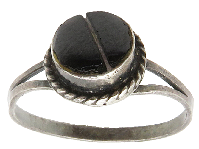925 Silver Vintage Black Onyx Twist Band Ring Sz 4.5 RG15364