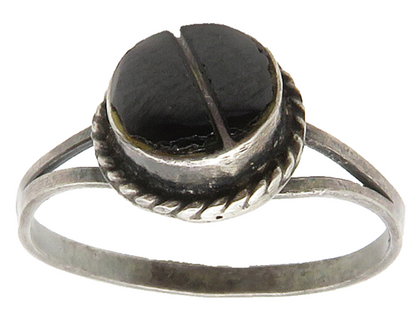 925 Silver Vintage Black Onyx Twist Band Ring Sz 4.5 RG15364