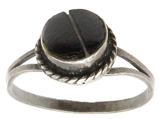 925 Silver Vintage Black Onyx Twist Band Ring Sz 4.5 RG15364