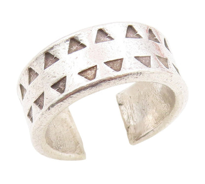 925 Sterling Silver Vintage Ring Etched Geometric Triangle Cutout  Sz 7  RG34153