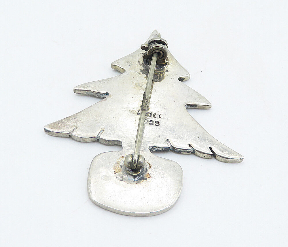 MEXICO 925 Sterling Silver  Vintage Christmas Tree Motif Brooch Pin  BP2888