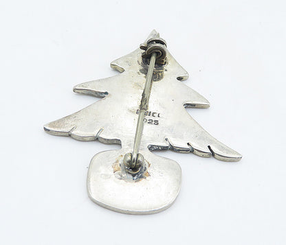 MEXICO 925 Sterling Silver  Vintage Christmas Tree Motif Brooch Pin  BP2888