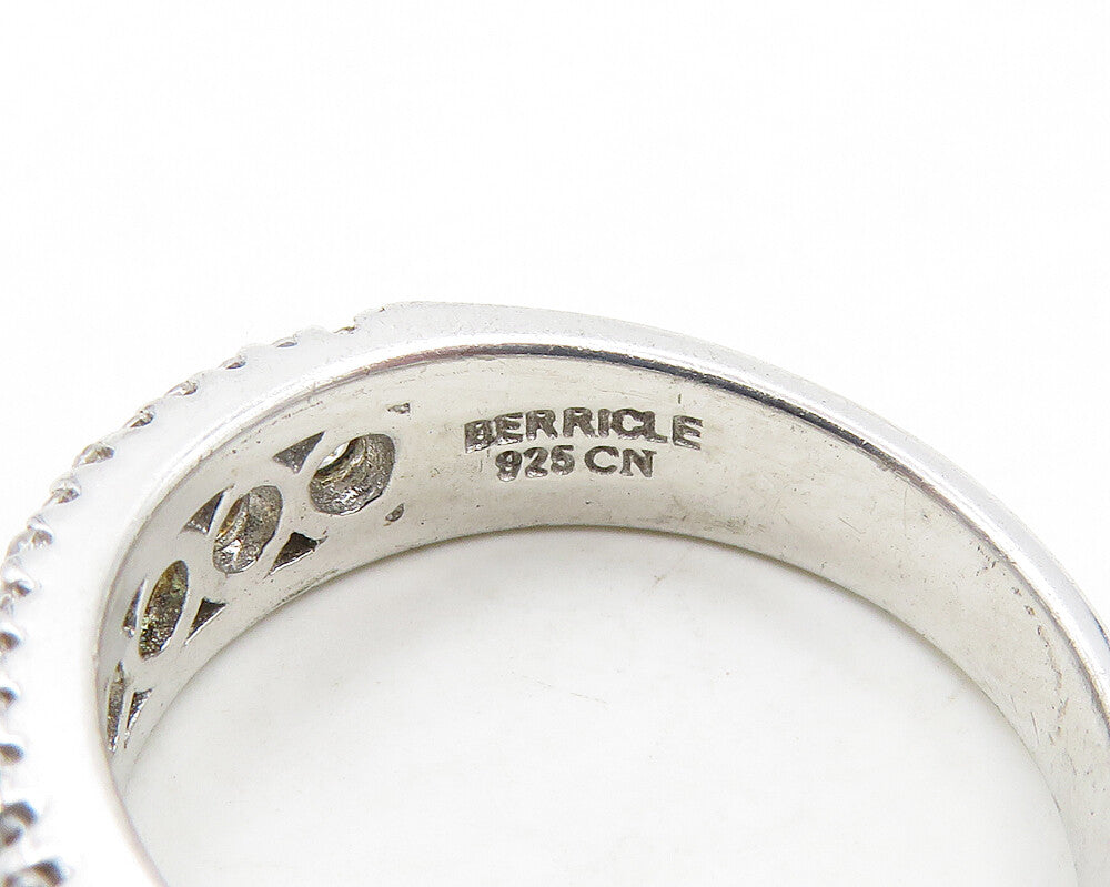 925 Sterling Silver  Cubic Zirconia Two Tone Swirl Band Ring Sz 7  RG19327