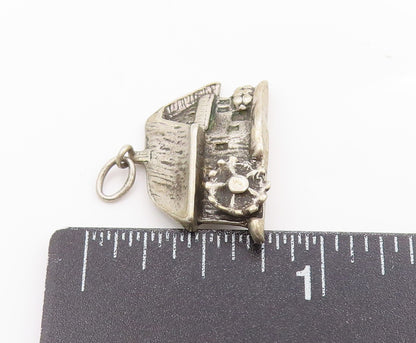 925 Sterling Silver Vintage Pendant Black Forest Mill House Charm MOVES  PT25014