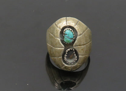 PETE PAQUIN ZUNI 925 Silver  Vintage Antique Turquoise Band Ring Sz 9  RG20355