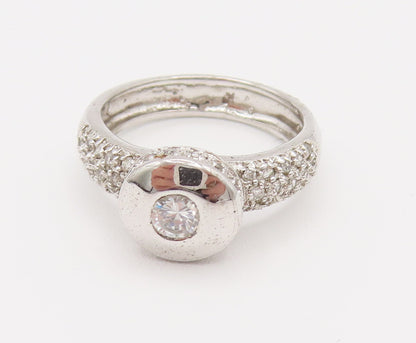 925 Silver  Vintage Circle Frame Cubic Zirconia Cluster Ring Sz 8  RG26204