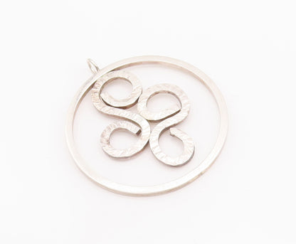 925 Sterling Silver Vintage Pendant Heavy Large Cutout Carved Swirls  PT22935