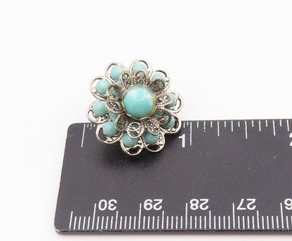 925 Sterling Silver Vintage Earrings Designer Multi Gemstone Single Lot  EG14295
