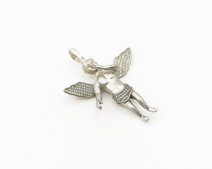 925 Sterling Silver  Vintage Cubic Zirconia Angel Motif Pendant  PT14880