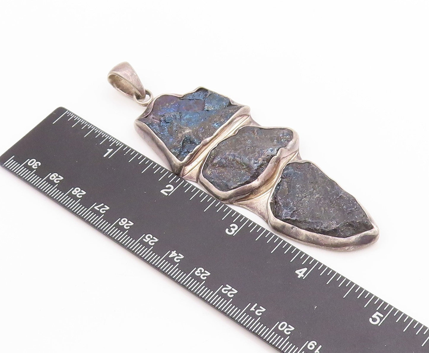 925 Sterling Silver Vintage Pendant CHARLES ALBERT Heavy Brutalist Gem  PT24714