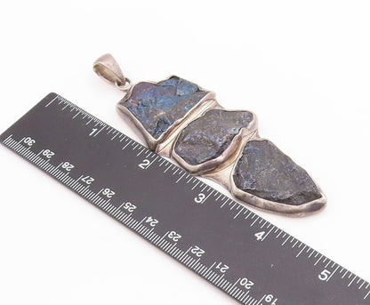 925 Sterling Silver Vintage Pendant CHARLES ALBERT Heavy Brutalist Gem  PT24714