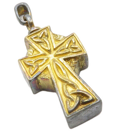 925 Sterling Silver  Vintage Petite Hollow Celtic Knot Cross Pendant  PT9836