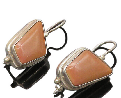 SARDA 925 Sterling Silver  Vintage Brown Stone Shiny Dangle Earrings  EG10055