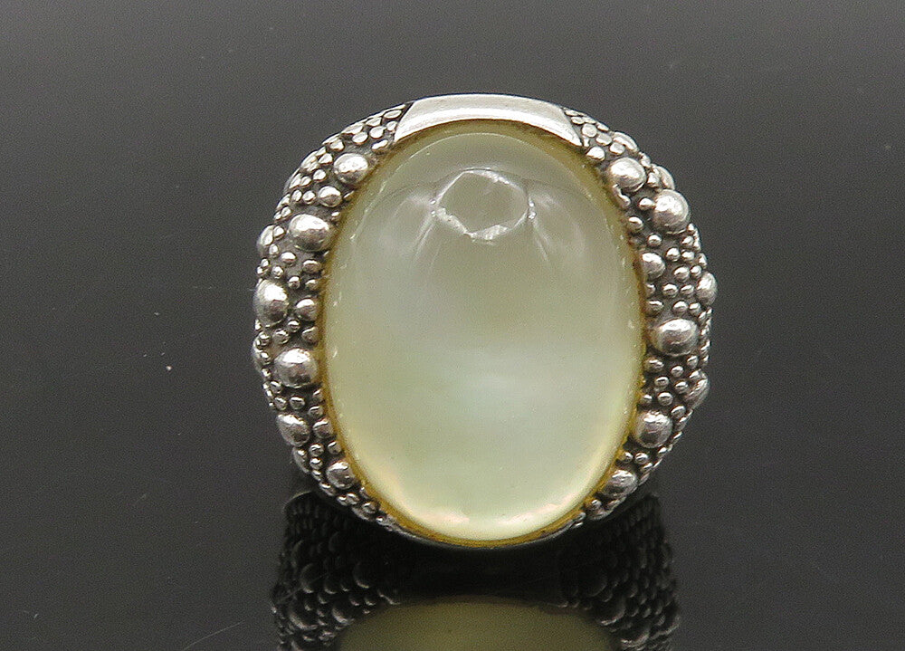 MICHAEL DAWKINS 925 Silver  Vintage Mother Of Pearl Cocktail Ring Sz 6 RG23323