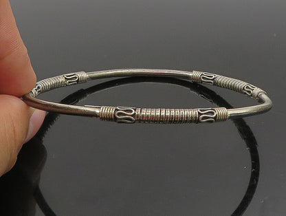 BALI 925 Sterling Silver Vintage Swirl Wire Wrapped Bangle Bracelet BT1196
