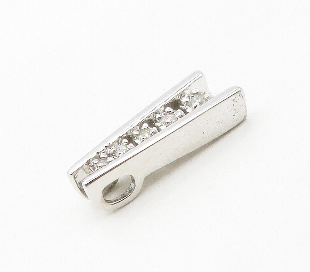 925 Sterling Silver  Shiny Genuine Diamonds Graduated Pendant  PT12992