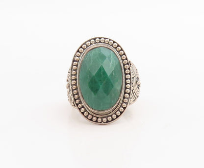 925 Sterling Silver Vintage Ring Swirly Carved Oval Gemstone  Sz 7.5  RG30611
