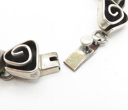 MEXICO 925 Sterling Silver  Vintage Triangle Spiral Link Chain Necklace NE1594
