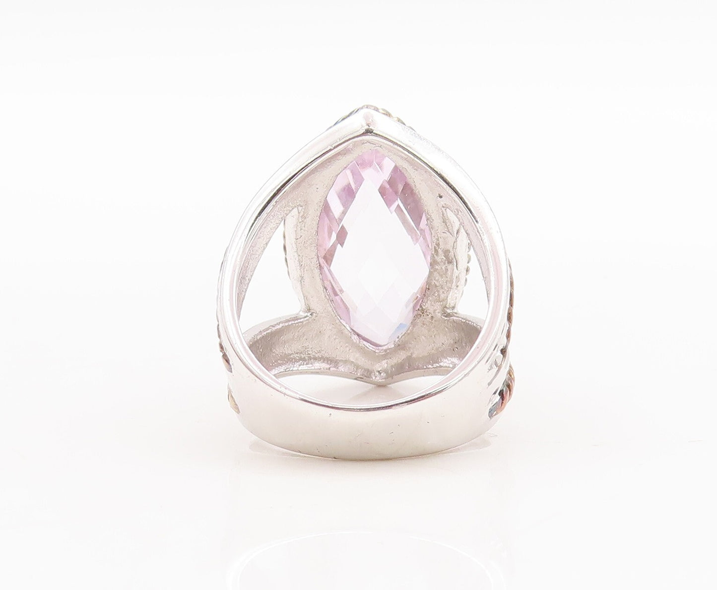 925 Sterling Silver Vintage Ring Marquise Gemstone Twisted Rope  Sz 7  RG29801
