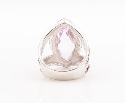 925 Sterling Silver Vintage Ring Marquise Gemstone Twisted Rope  Sz 7  RG29801
