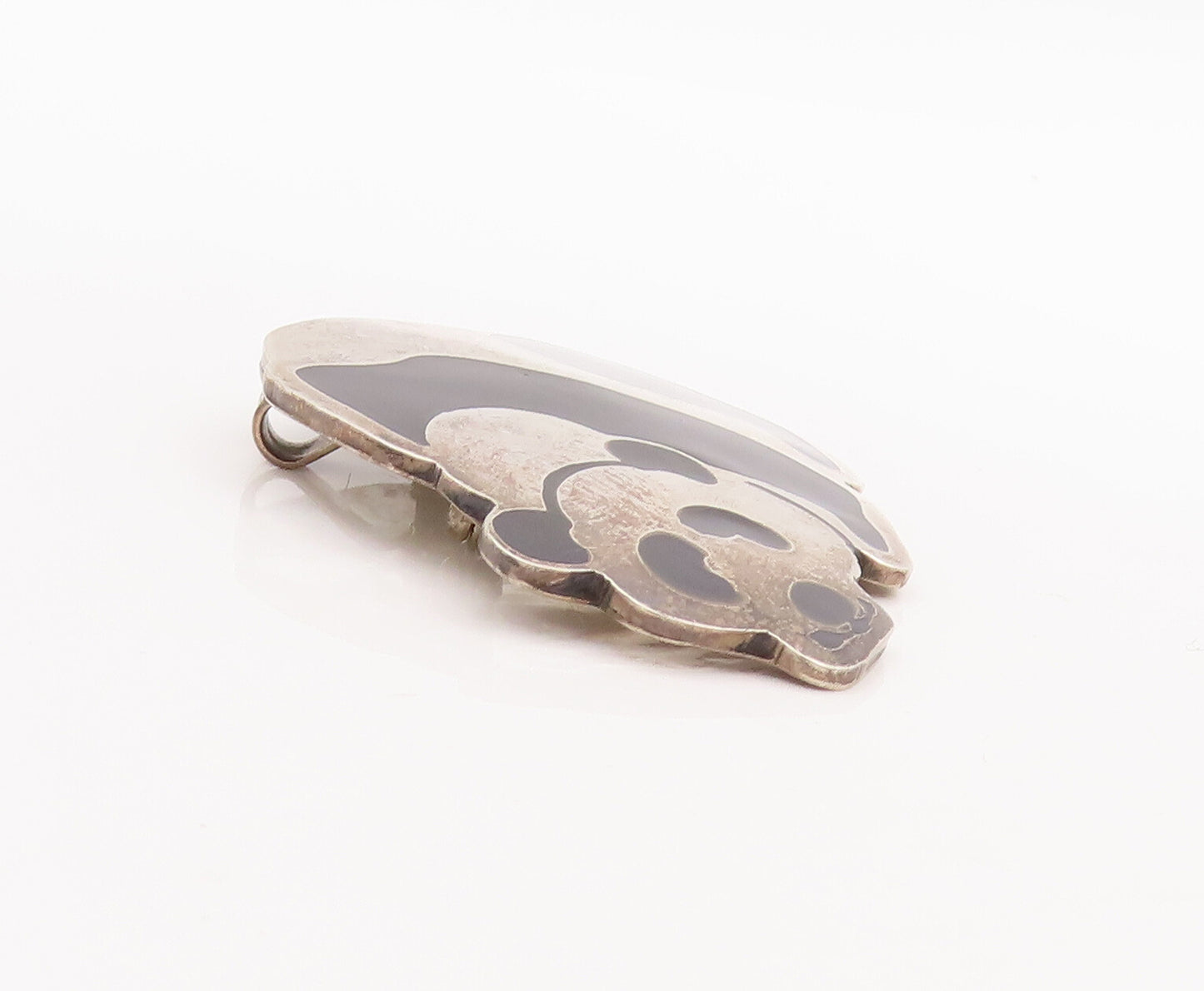 925 Sterling Silver Vintage Brooch Pin MEXICO Black Enameled Panda  BP11060