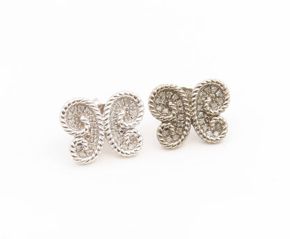 925 Sterling Silver Vintage Earrings OLIVIA Real Diamond Butterfly Stud  EG14150