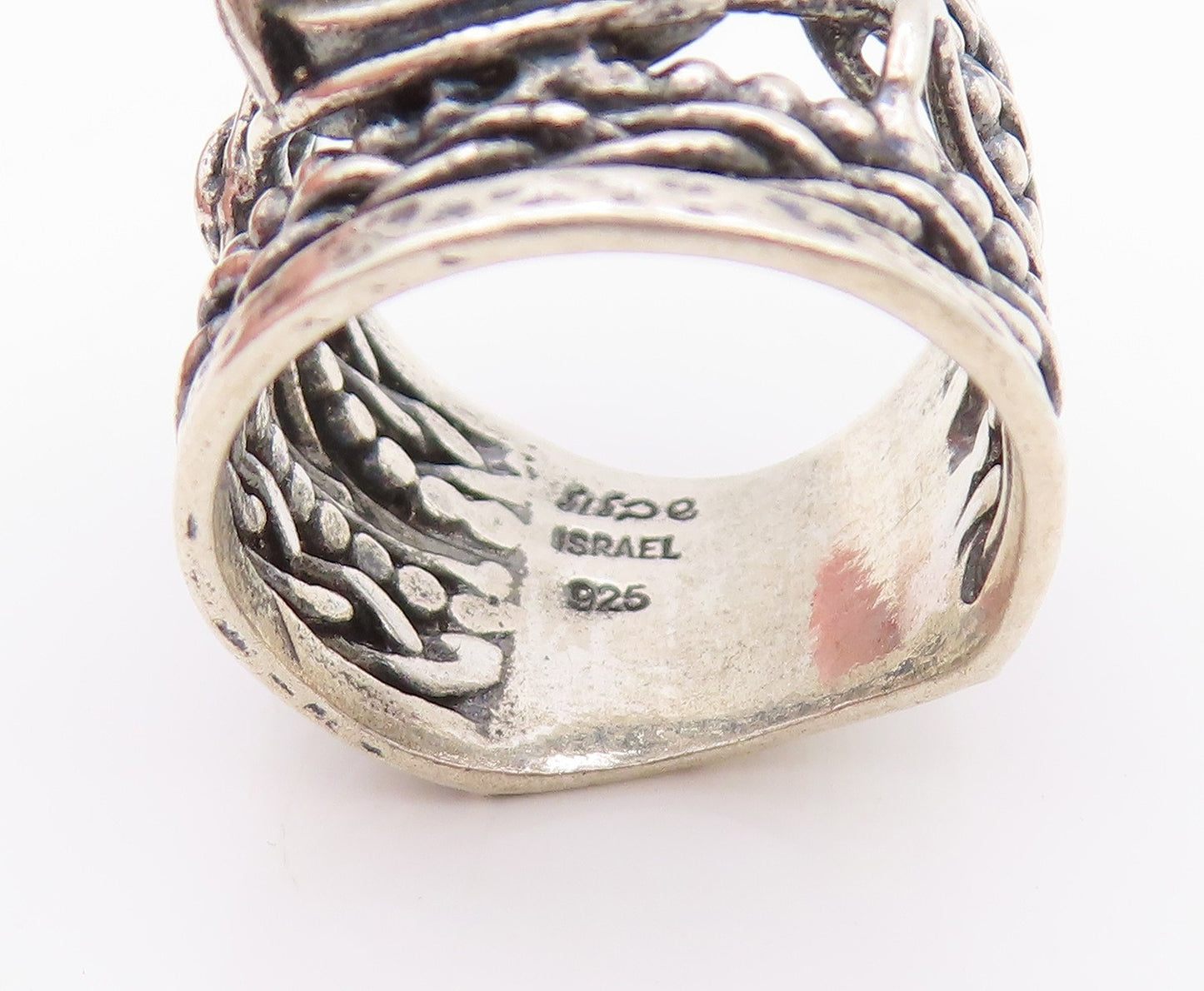 925 Sterling Silver Vintage Ring SHABLOOL Dark Tone Cut Oval Topaz SZ 5  RG32213