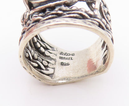925 Sterling Silver Vintage Ring SHABLOOL Dark Tone Cut Oval Topaz SZ 5  RG32213