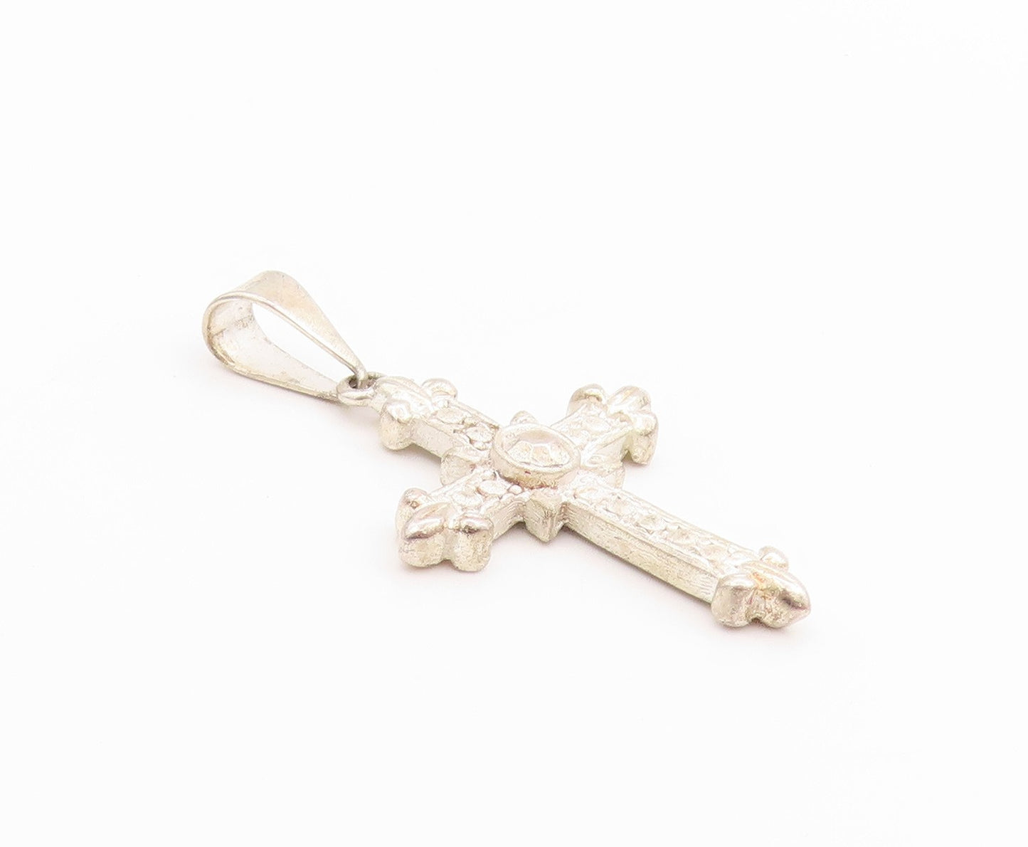 925 Sterling Silver Vintage Pendant Timeless Faith Religious Cross Charm PT24892