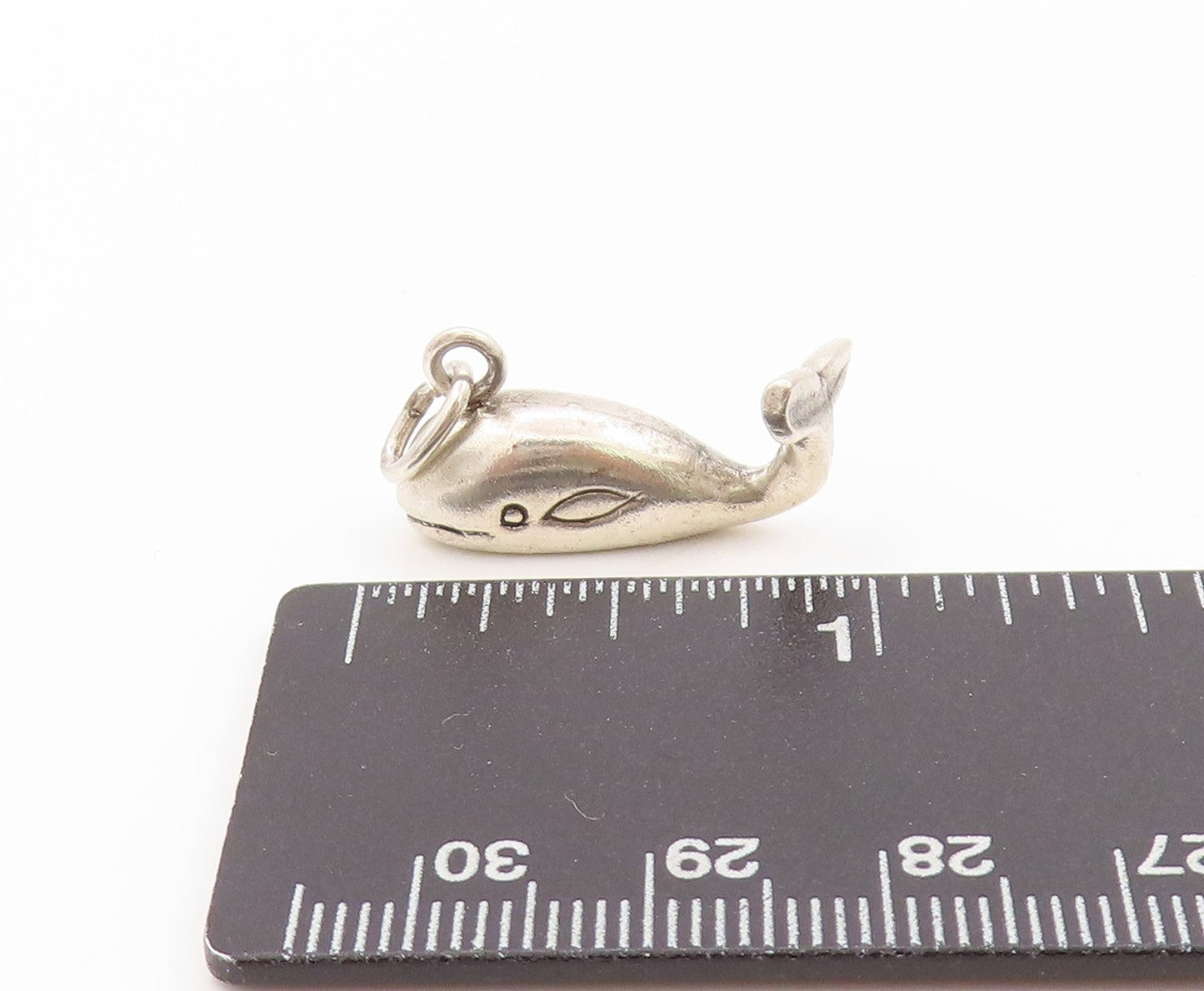 925 Sterling Silver Vintage Pendant Minimalist Whale Charm  PT24111