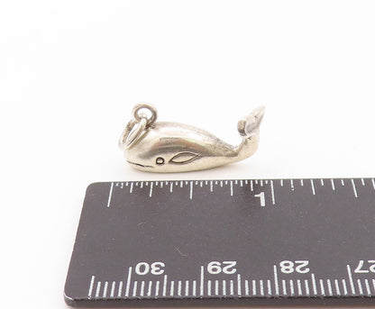 925 Sterling Silver Vintage Pendant Minimalist Whale Charm  PT24111