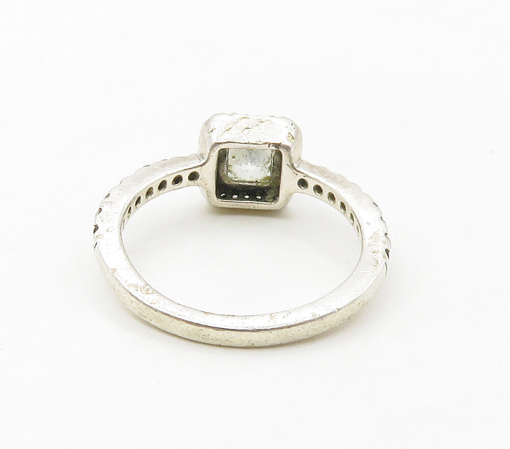 PANDORA 925 Silver  Vintage Cubic Zirconia Solitaire Accent Ring Sz 6  RG16704