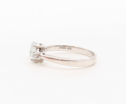 925 Sterling Silver Vintage Ring Minimalist Round & Oval Cut Topaz Sz 7  RG29940