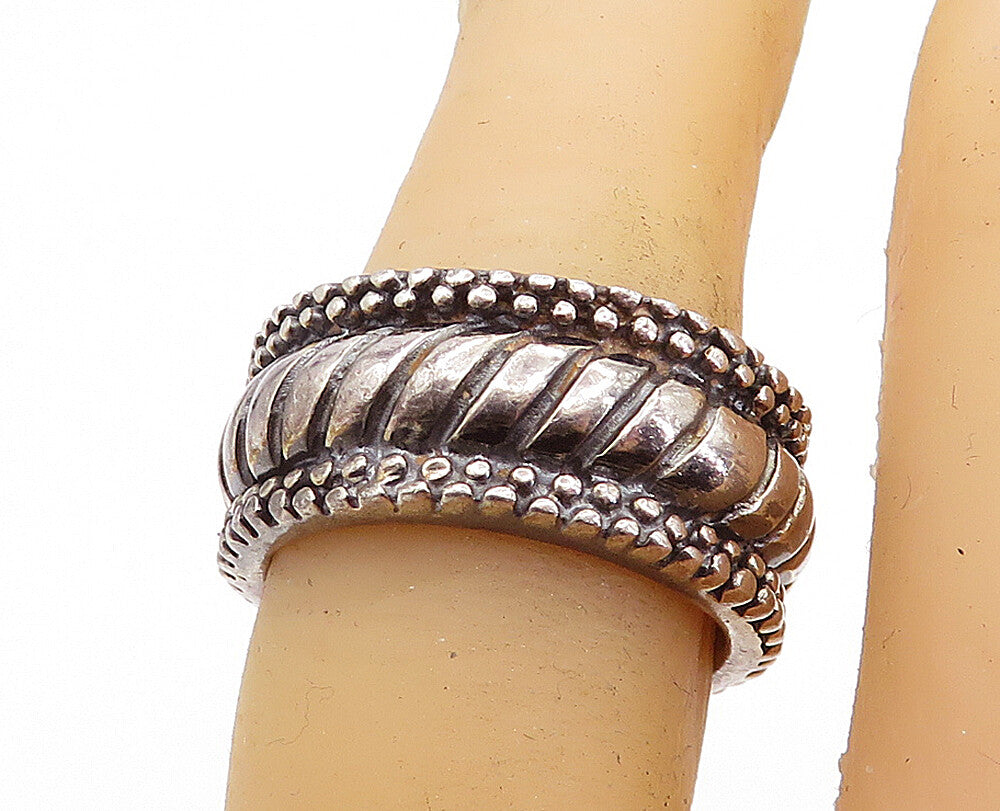 925 Sterling Silver  Vintage Fluted Bubble Border Band Ring Sz 6.5  RG6003