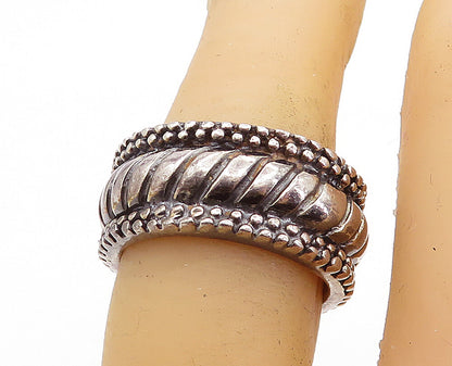 925 Sterling Silver  Vintage Fluted Bubble Border Band Ring Sz 6.5  RG6003