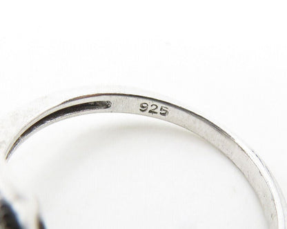 IAN GIBSON 925 Silver  Blue & White Topaz Octagon Band Ring Sz 7  RG18250