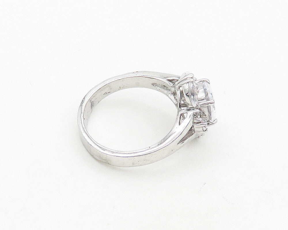 925 Sterling Silver  Vintage Sparkling Cubic Zirconia Band Ring Sz 8.5 RG19880