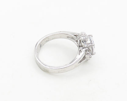 925 Sterling Silver  Vintage Sparkling Cubic Zirconia Band Ring Sz 8.5 RG19880
