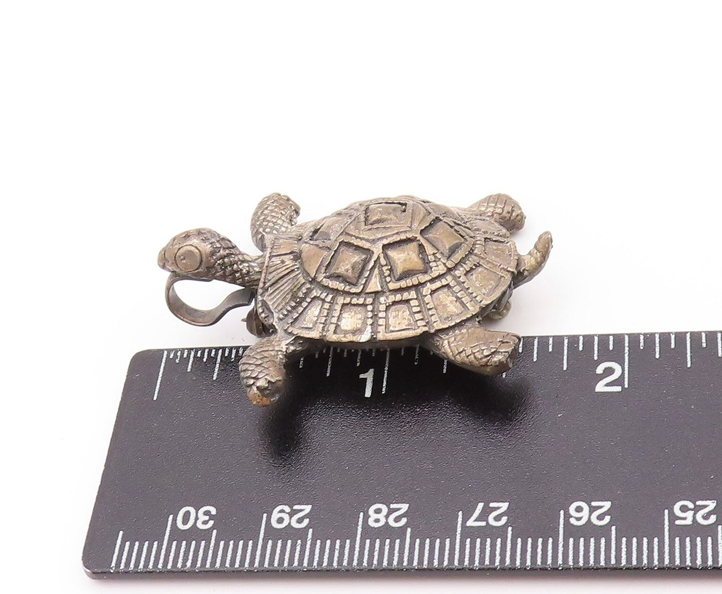925 Sterling Silver Vintage Brooch Dark Tone Carved Walking Turtle  BP11520
