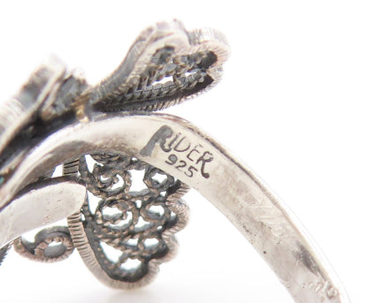 925 Sterling Silver Vintage Ring Elegant Butterfly Cut Out Band  Sz 8.5  RG34194